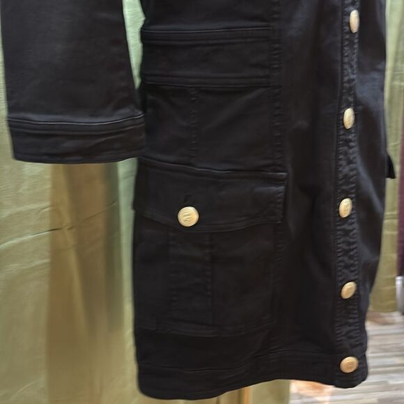 Pierre Balmain black denim buttoned mini dress, US4 - Picture 5 of 11